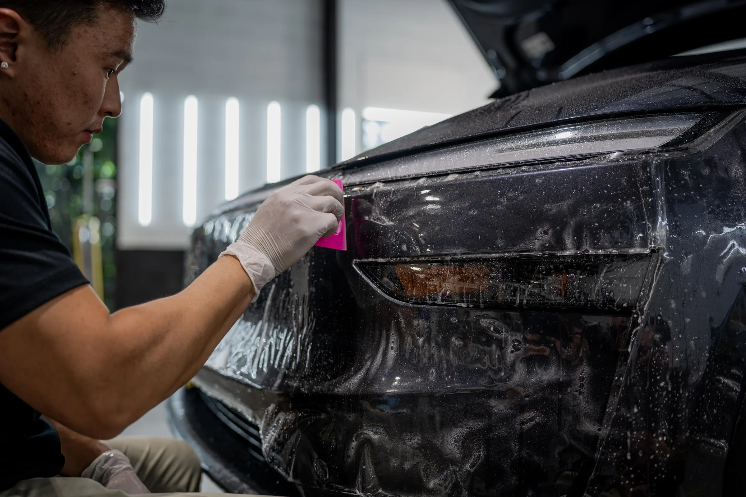 Paint protection film work at Frederick Window Tinting in Frederick, MD.